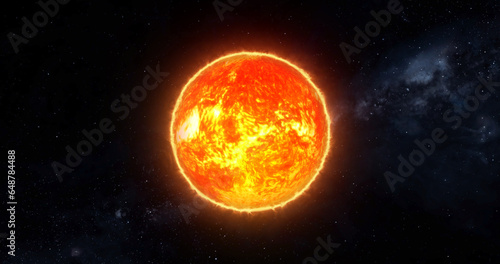 Fototapeta Naklejka Na Ścianę i Meble -  3d sun isolate on black .4k closeup sun view from space. waving lava upon the sun surface. 3d rendered sun over 4k resolution.