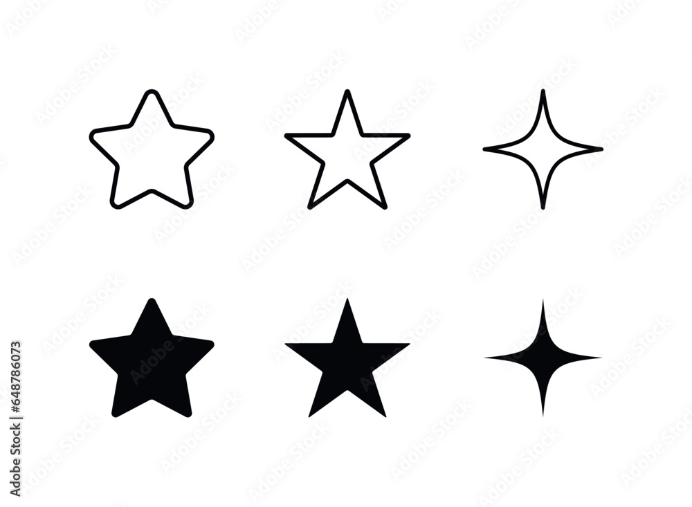 Stars flat line icons set Stars flat line icons set