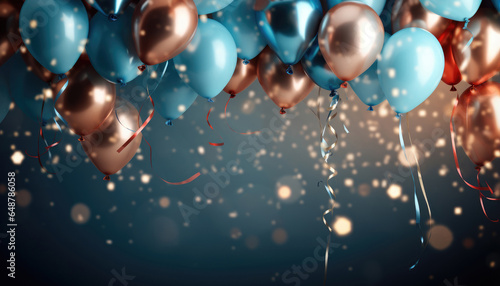 Wallpaper Mural Beautiful Festive Background with Gold and Blue Balloons Torontodigital.ca