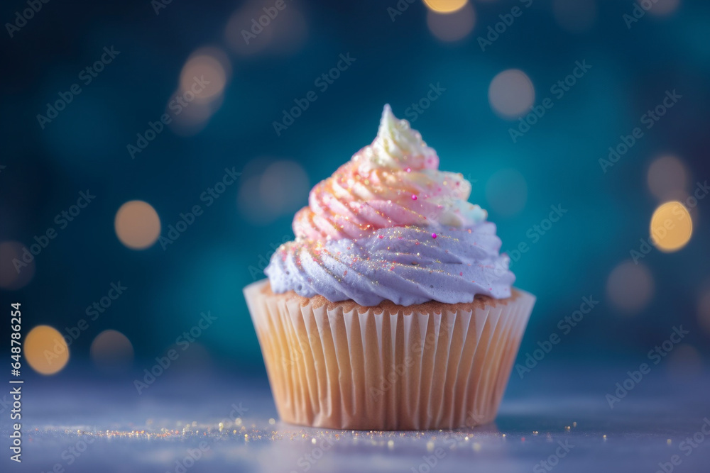 Winter cupcake with pastel colored frosting Winter cupcake with pastel colored frosting
