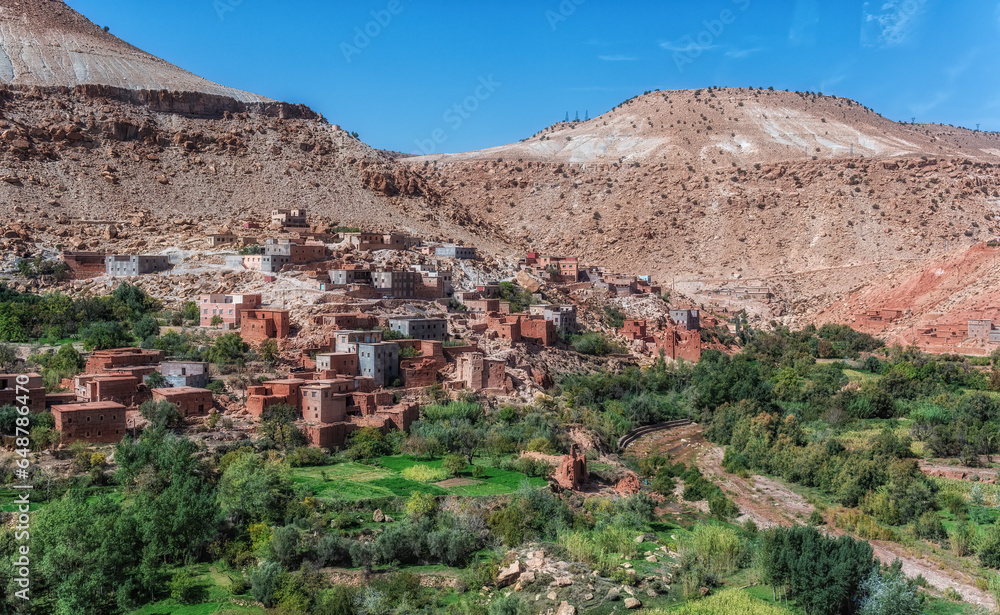 Small village with at the feet of Atlas mountains, Morocco