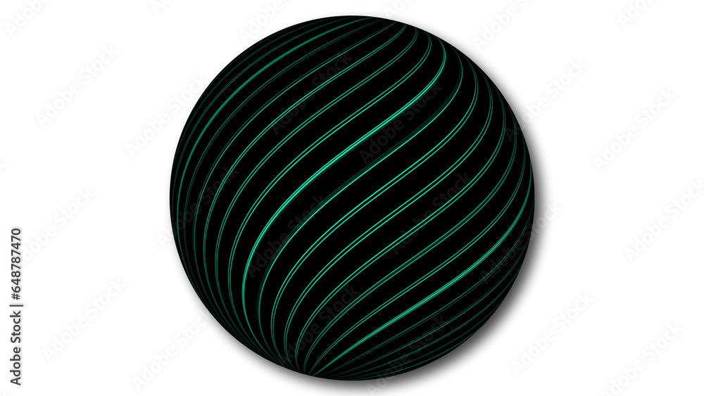 Geometric line attached on a sphere. Stylish sphere isolate on white background.
