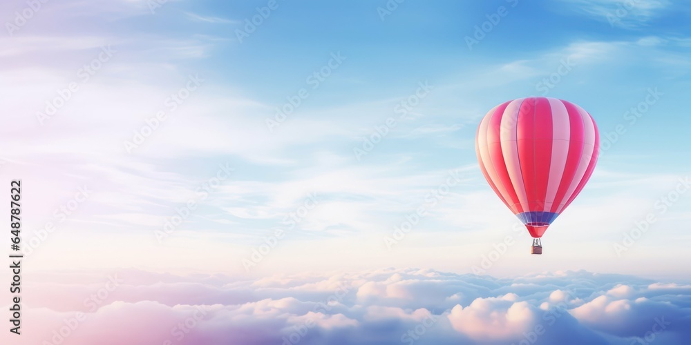 Fototapeta premium A solitary air balloon gently drifting through the clear blue sky