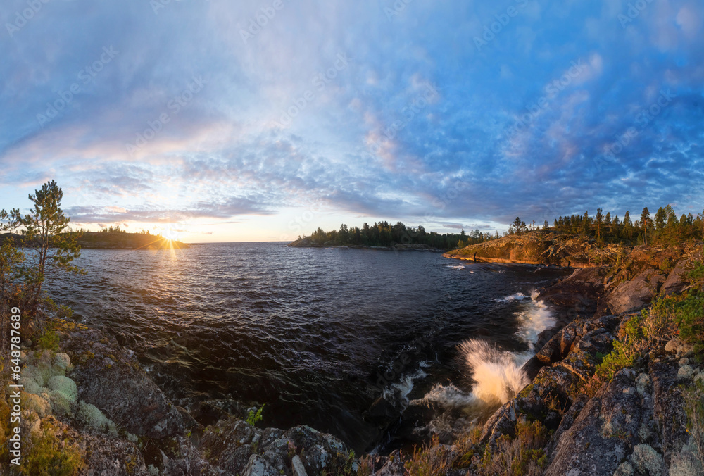 sunrise on Lake Ladoga. Karelia. Russia