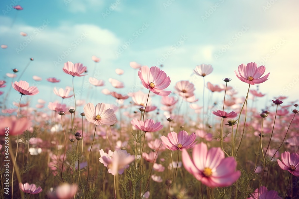 Field of beautiful flowers, generative ai