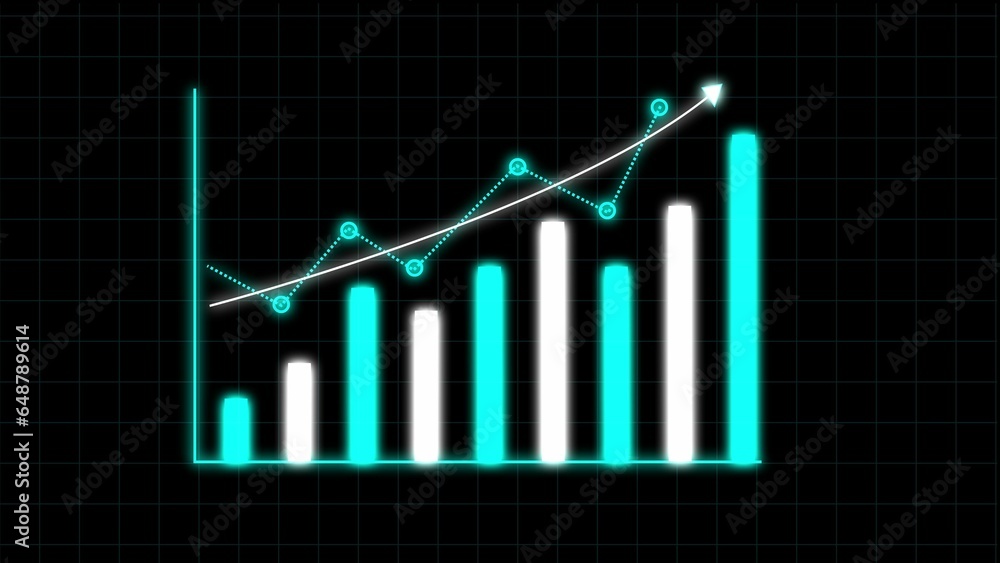 Business growth concept in allusive graph chart showing marketing sales profit illustration graphics design.