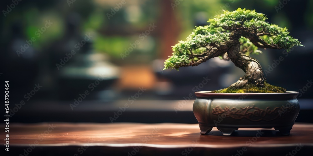 Bonsai Amidst Muted Background Blur Bonsai Amidst Muted Background Blur