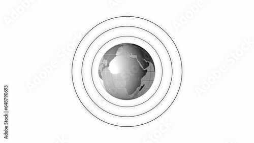 Digital technology background abstract world globe with radio wave design.