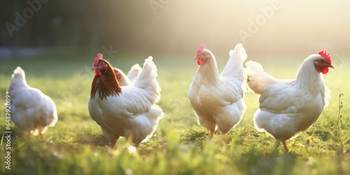 Rural Scene with Chickens at Sunrise