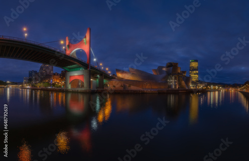 Panoramica en hora azul de Bilbao photo
