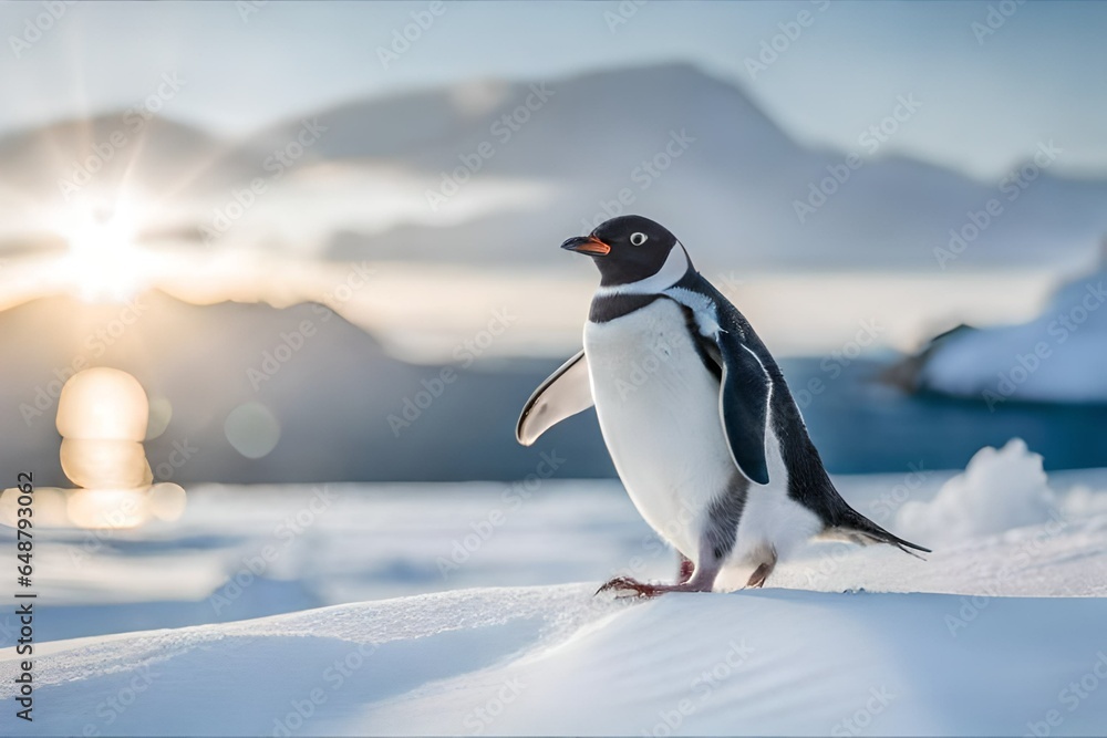 Fototapeta premium penguin on ice