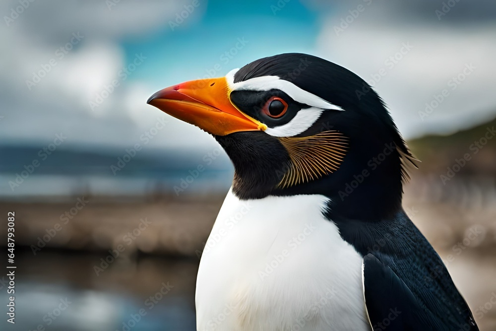 Naklejka premium penguin on the beach