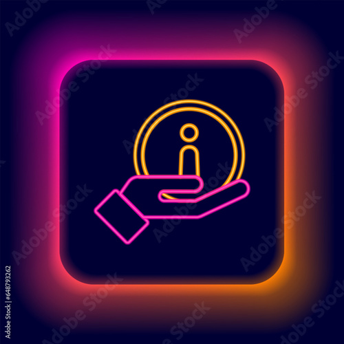 Glowing neon line Information icon isolated on black background. Colorful outline concept. Vector