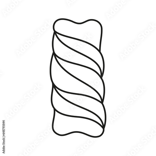 black and white fusilli isolated on white