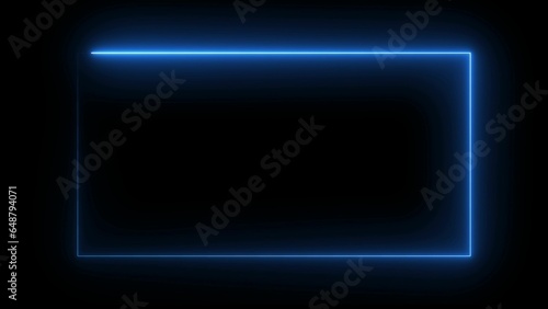 colorful neon abstract blank frame on black color illustration background.
