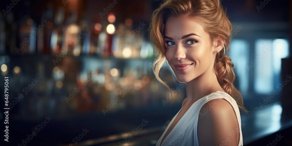 Positively poised, female bartenders exhibit both readiness and cheerfulness.