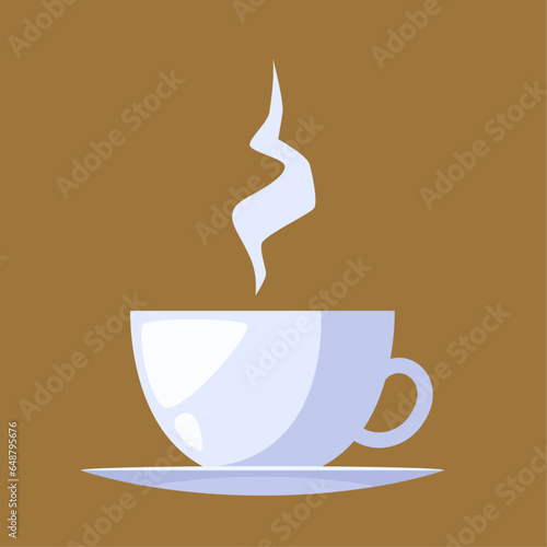 Vector cup of hot coffee with smoke flat style decorative design for cafeteria posters banners