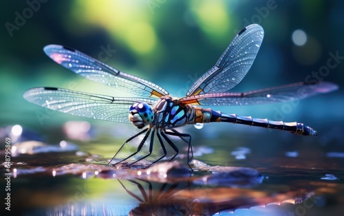 A serene image capturing the agility of a dragonfly's flight © sitifatimah