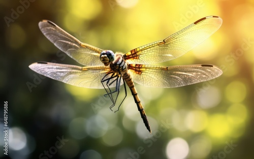 An enchanting moment a dragonfly hovers in the air © sitifatimah
