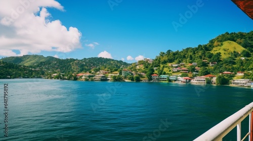 A vista captured from a cruise ship, showcasing the scenic beauty of Grenada Island in the Caribbean