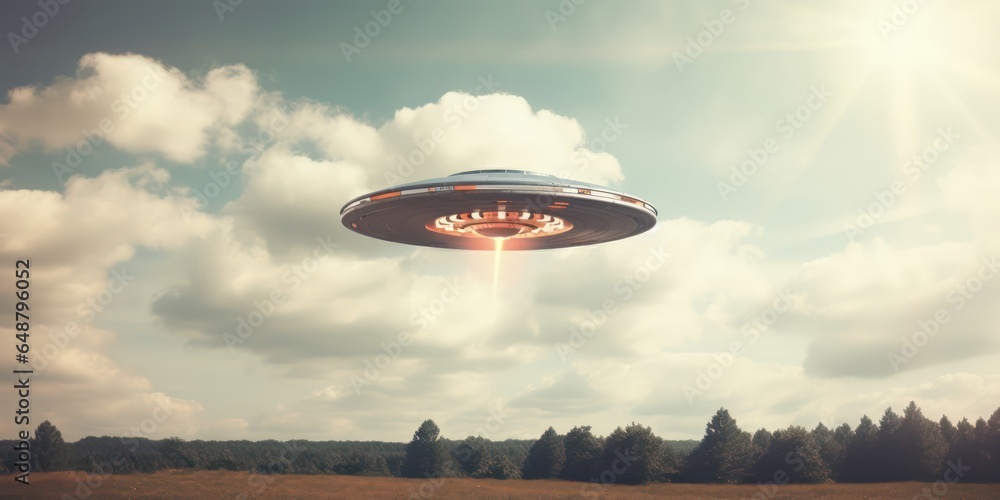 A fleeting glimpse frozen in time as a UFO is in the sky A fleeting glimpse frozen in time as a UFO is in the sky