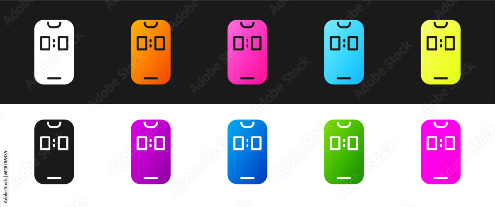 Set Alarm clock app smartphone interface icon isolated on black and white background. Vector Set Alarm clock app smartphone interface icon isolated on black and white background. Vector