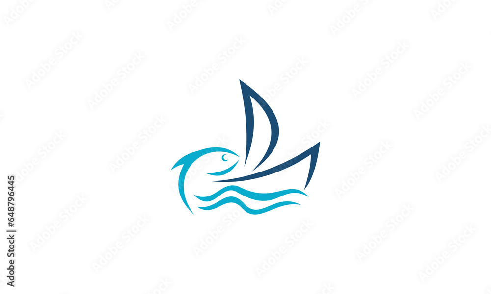 illustration of a boat and fish illustration of a boat and fish