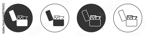 Black Lighter icon isolated on white background. Circle button. Vector
