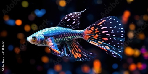 Exquisite Guppy Fish in Home Aquarium photo