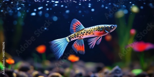 Rainbow Guppy Fish in Home Tank