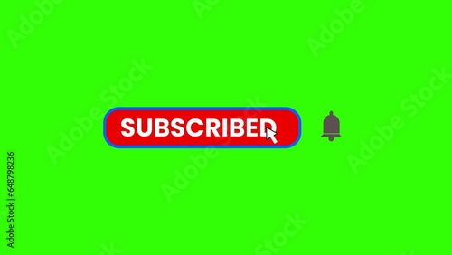 subscribe with bell symbol illustration on green screen background
