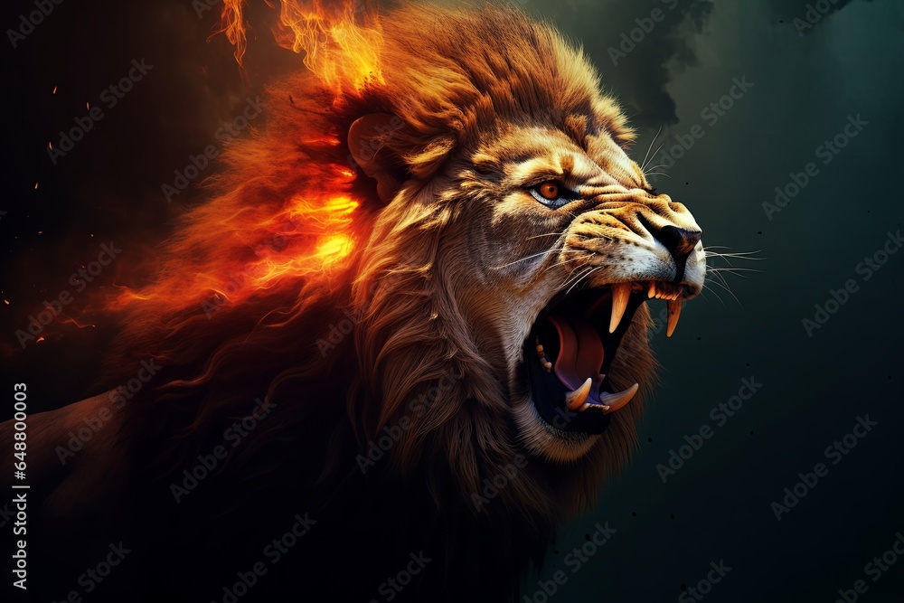 Lion roar, fierce, concept ,  Generative AI