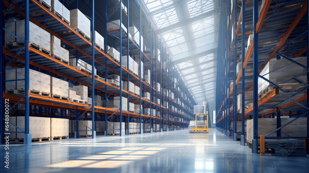 Foto de big warehouse with high racks, narrow aisles, vna warehouse