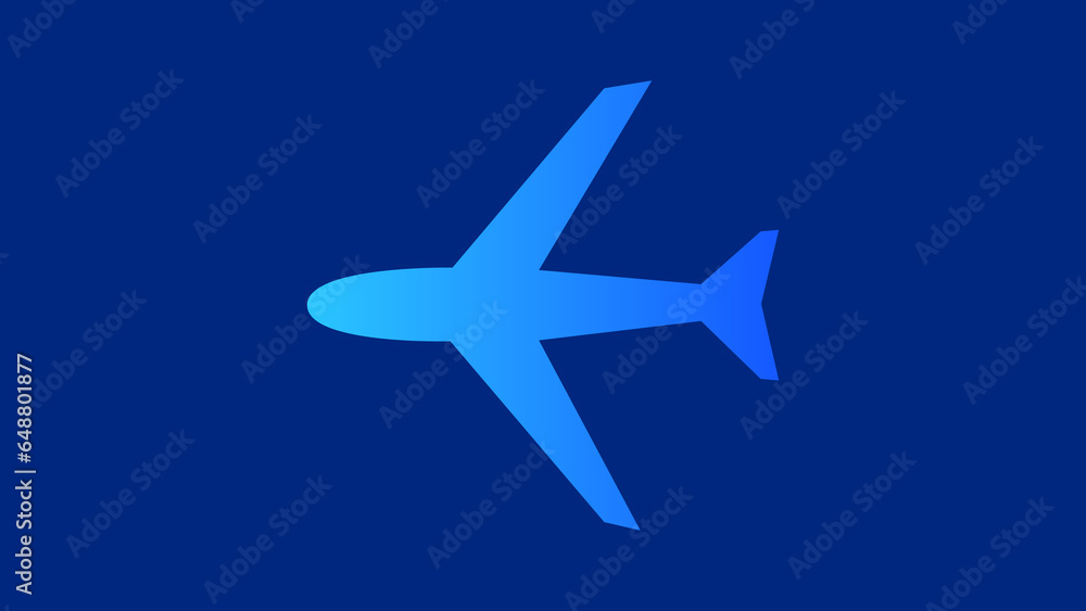 Abstract airplane icon on dark blue background.