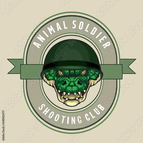 shooting club logo crocodile vector art illustration design