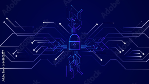 Security system cyber padlock icon. Digital data protection cyber security padlock icon illustration background. photo