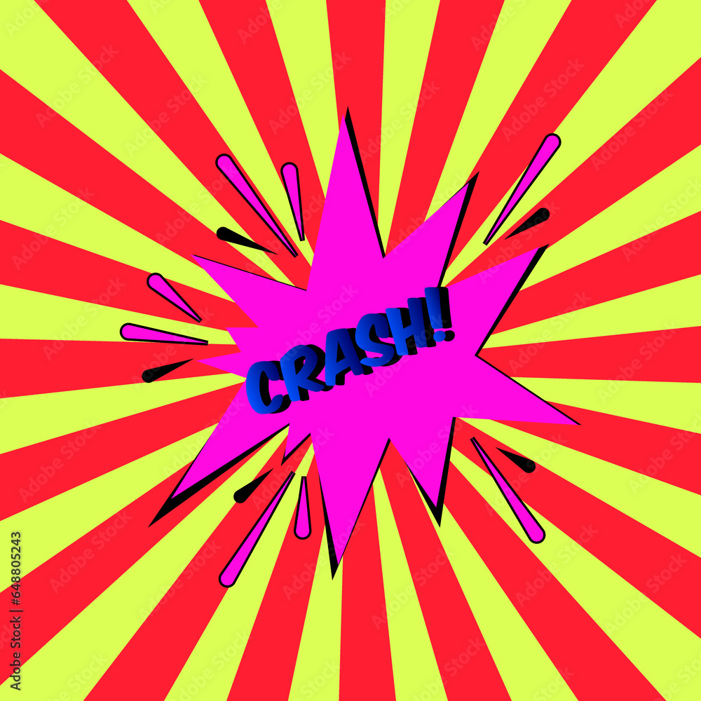 Stylish colorful retro comic speech bubble.Comic Effects text CRASH. cartoon pop art style isolated on background.