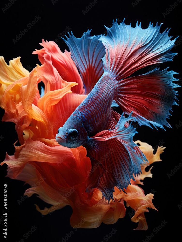 Betta Fish in its Natural Habitat, Wildlife Photography, Generative AI Betta Fish in its Natural Habitat, Wildlife Photography, Generative AI