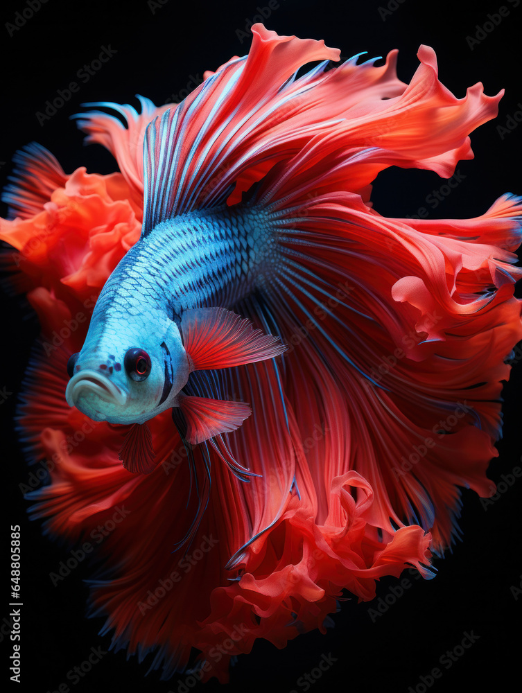 Fototapeta premium Betta Fish in its Natural Habitat, Wildlife Photography, Generative AI