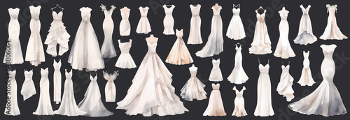Obraz na płótnie Set of woman white wedding dress w salonie