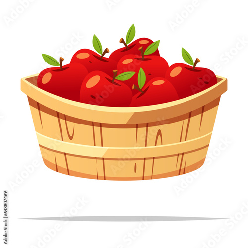 Basket of apples vector isolated illustration