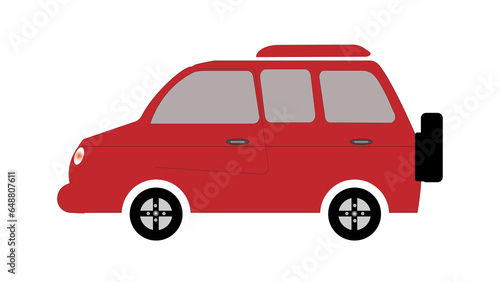 Van Car Icon abstract red color car icon on white color illustration background.
