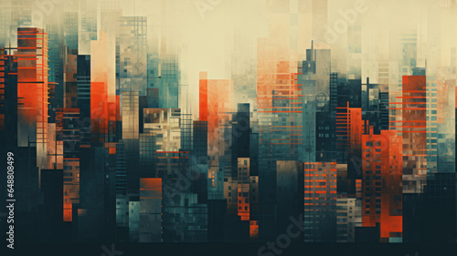 Urban Cityscape in Risography Style