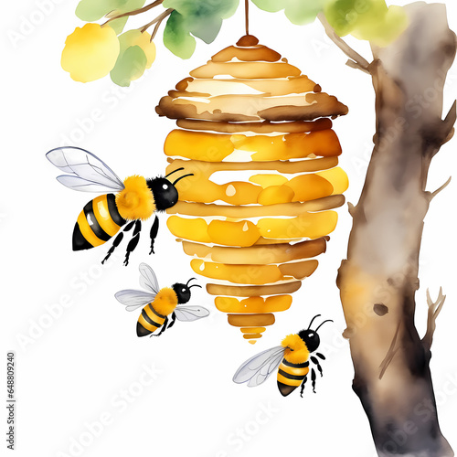 Bee hive on a tree