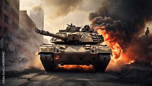 "City of Fury: The Battle Tank's Determined Advance"