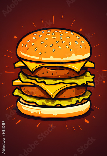 burger and hamburger illustration ai generative