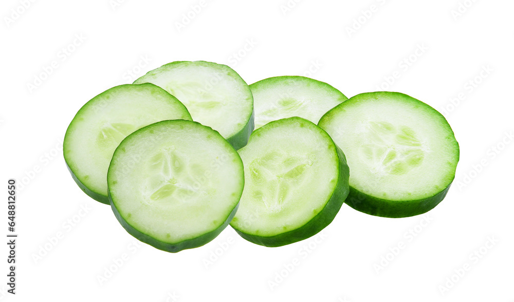 Fresh slice cucumber close-up on transparent png Fresh slice cucumber close-up on transparent png