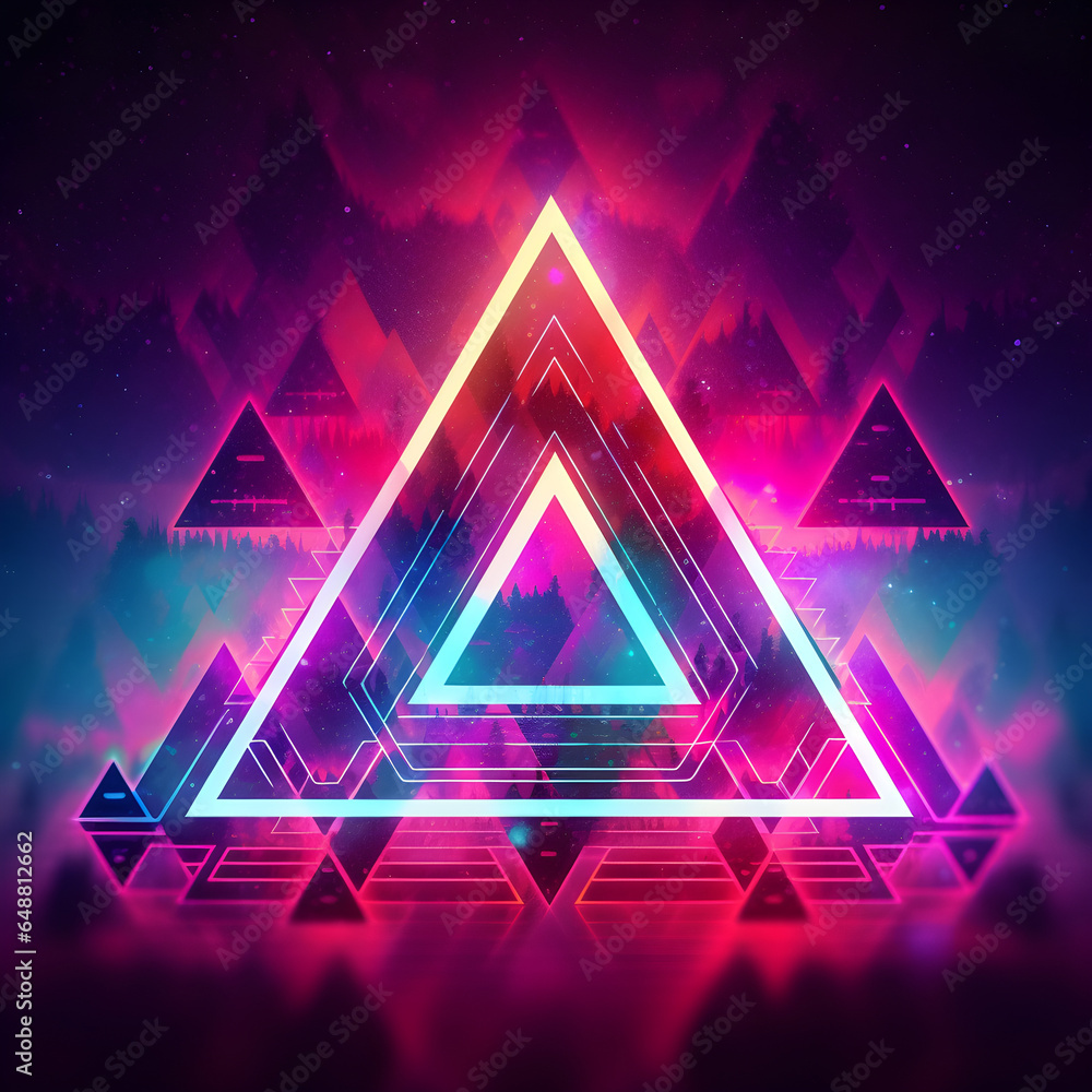 Neon Triangle Synthwave: Abstract Shiny Design Neon Triangle Synthwave: Abstract Shiny Design