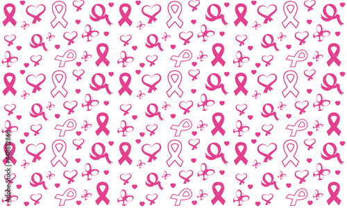 Breast cancer awareness month symbol emblem seamless pattern. vector.Breast cancer awareness pattern
