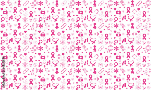 Breast cancer awareness month symbol emblem seamless pattern. vector.Breast cancer awareness pattern
